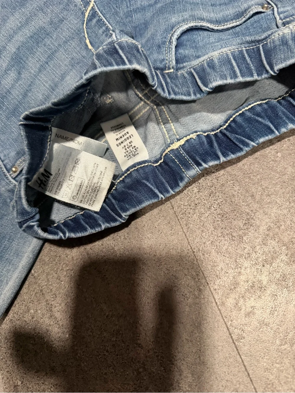 Girls H&M Blue Skinny Ripped Jeans size 7/8